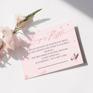 Pink Stork Diaper Raffle Enclosure Card
