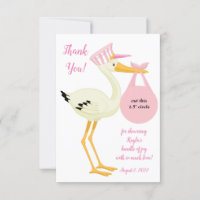 Pink Stork EOS lip balm baby shower favor card