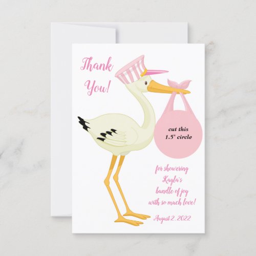Pink Stork EOS lip balm baby shower favor card