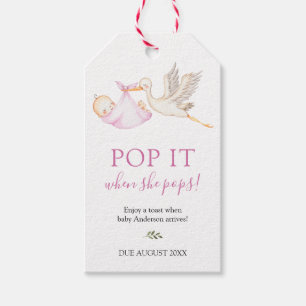 Pink Stork Pop it when she Pops Favor tag