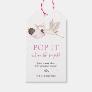 Pink Stork Pop it when she Pops Favor tag