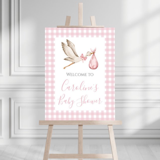 Pink Stork Preppy Girl Southern Baby Shower Foam Board (Creator Uploaded)