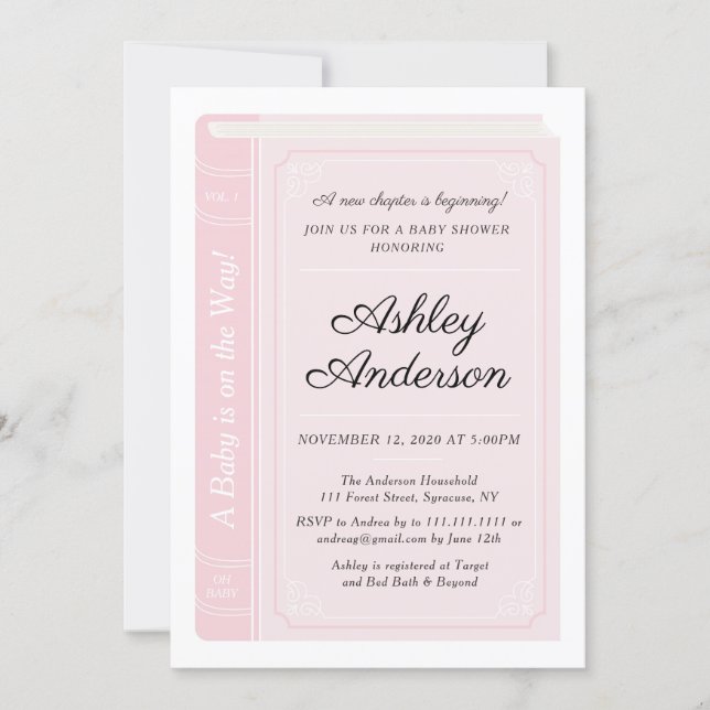 Pink Storybook Baby Shower Invitation (Front)