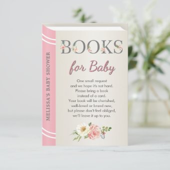 Pink Storybook Baby Shower Sprinkle Library Book Enclosure Card | Zazzle