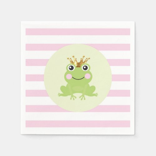 Pink Storybook Fairy Tale Frog Prince Baby Shower Napkins