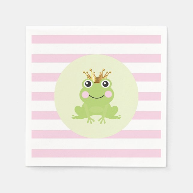 Pink Storybook Fairy Tale Frog Prince Baby Shower Napkins (Front)