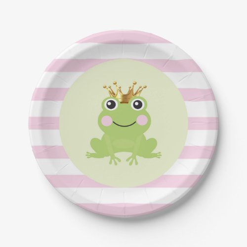 Pink Storybook Fairy Tale Frog Prince Baby Shower Paper Plates