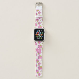 Pink Strawberries Custom Monogram Apple Watch Band