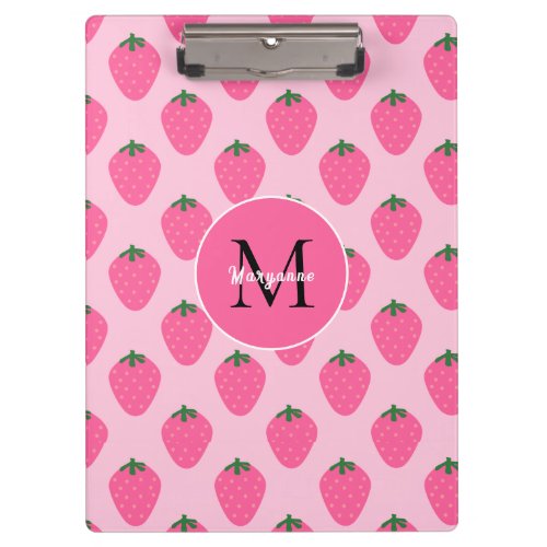 Pink Strawberries cute customized Clipboard