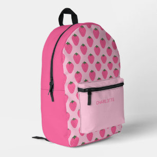 Pink Strawberries, cute customized girls Printed Backpack
