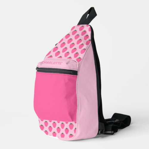 Pink Strawberries cute customized girls  Sling Bag
