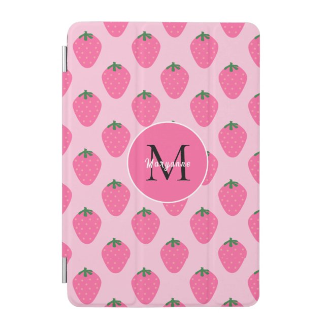 Pink Strawberries, cute customized iPad Mini Cover (Front)