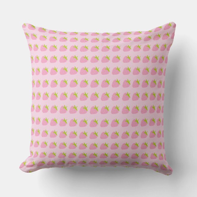 Pink Strawberries Cute Pattern Throw Pillow (Front)