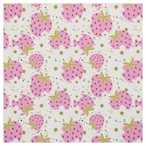 Pink Strawberries Fabric