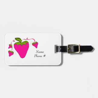 Pink Strawberries Luggage Tag
