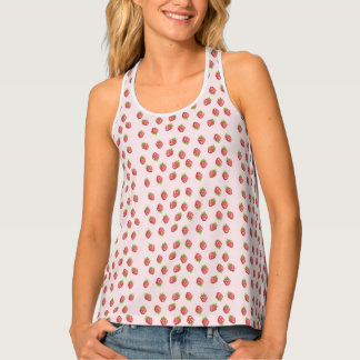 pink strawberries pattern tank top