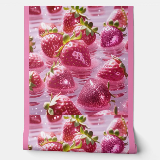Pink Strawberries  Wallpaper (Unrolling)