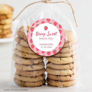  Pink Strawberry Baby Shower Favor Classic Round Sticker