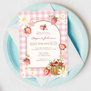 Pink Strawberry Baby Shower Invitation