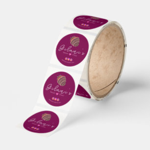 Pink strawberry Bakery business Sticker Roll