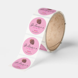 Pink strawberry Bakery business Sticker Roll