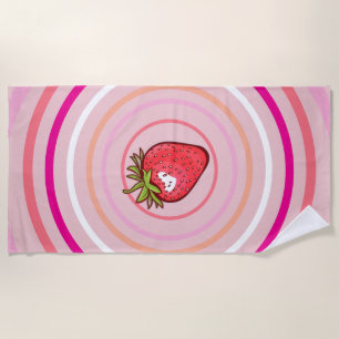 Pink Strawberry Beach Towel