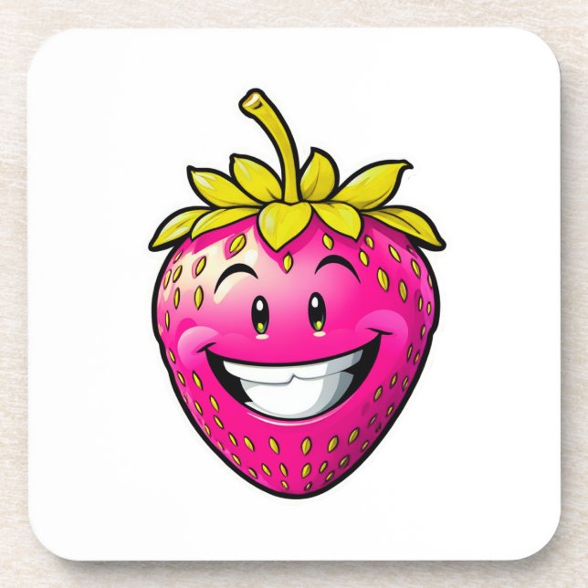 Pink Strawberry  Beverage Coaster (Front)