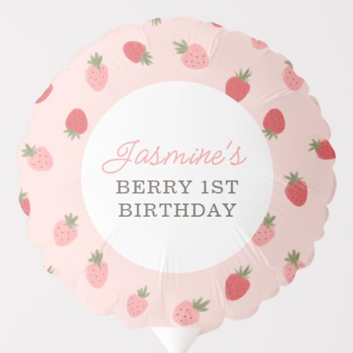 Pink Strawberry Birthday Party Balloon