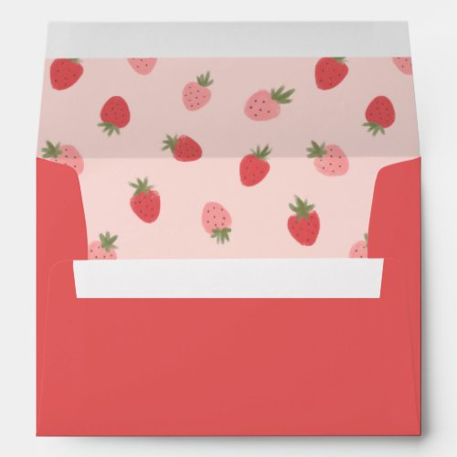 Pink Strawberry Birthday Party Envelope