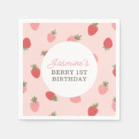 Summer Strawberries Paper Beverage Napkins - 3-Ply - 5 x 5 - Ambiente - Napkins2Go