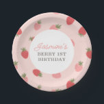 Pink Strawberry Birthday Party Paper Plates<br><div class="desc">Add a finishing touch to your little one's birthday party with these plates,  featuring a pattern of strawberries on a pink background.</div>