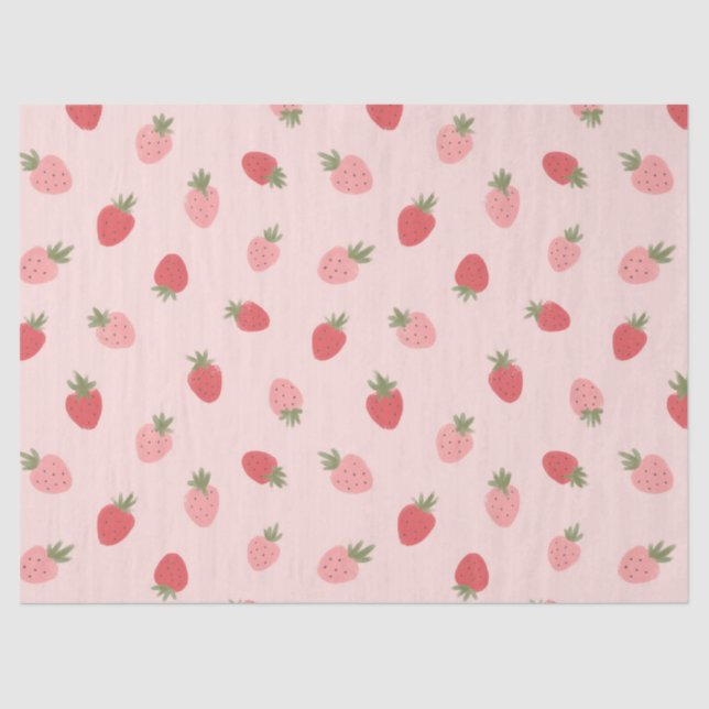 Pink Strawberry Birthday Party  Tissue Paper (Front)