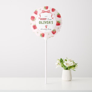 Pink Strawberry Bliss Watercolor Birthday Balloon