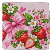 Pink Strawberry Bow Pattern Cute Coquette Flower