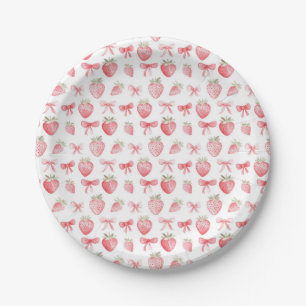 Pink Strawberry Bow Wrapping Paper Coquette Plates