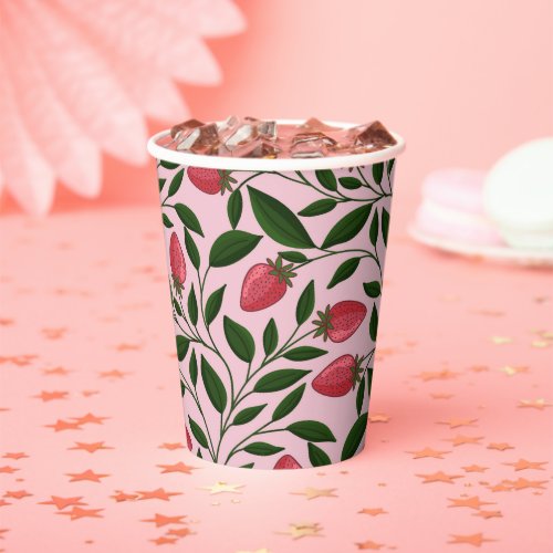 Pink Strawberry Bridal Shower Paper Cups