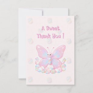 Pink Strawberry Butterfly Baby Shower Thank You  Card