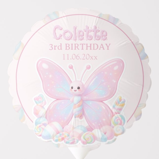 Pink Strawberry Butterfly Birthday Balloon (Front)