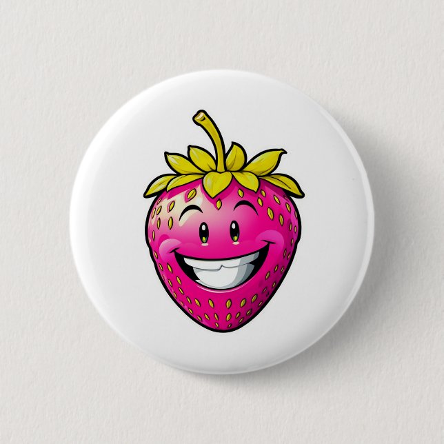 Pink Strawberry  Button (Front)