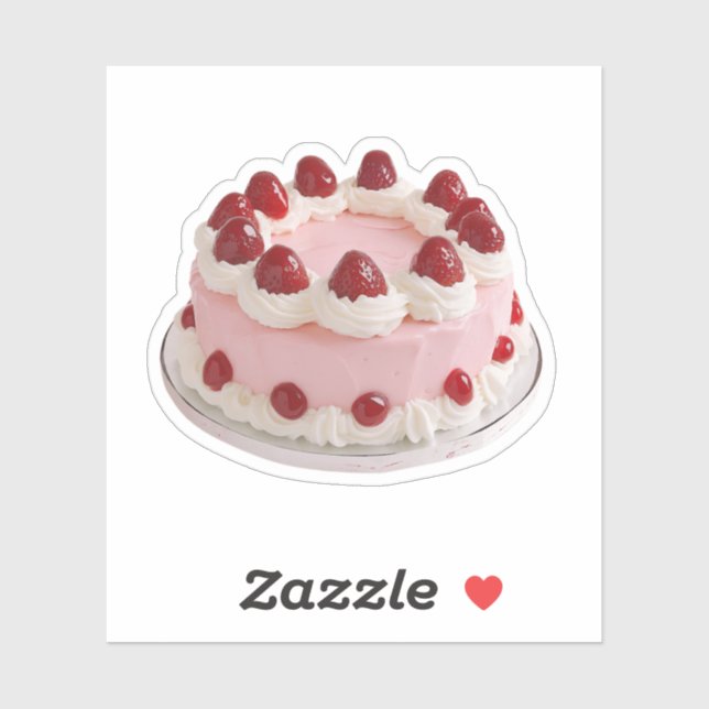 Pink Strawberry Celebration Cake Sticker (Sheet)