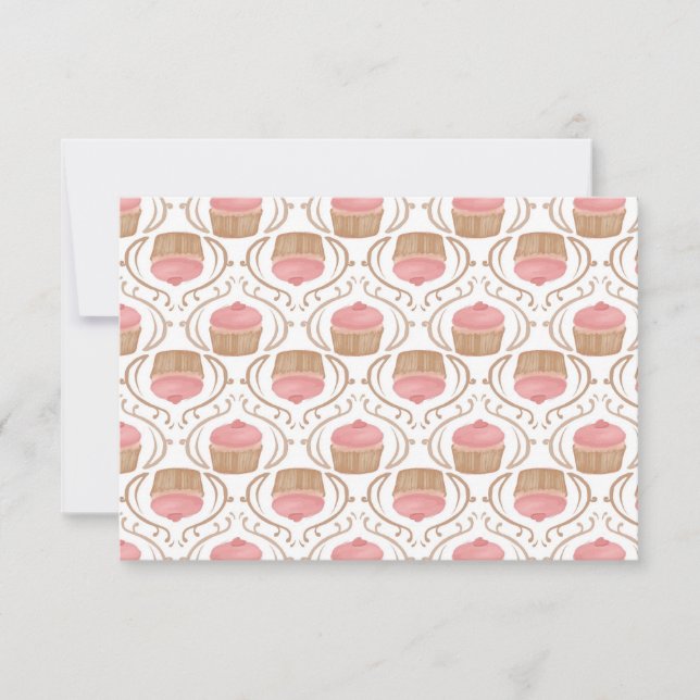 Pink Strawberry Champagne Cupcakes Invitation (Front)