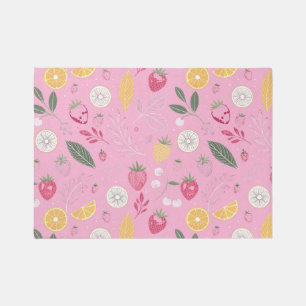 "Pink Strawberry Citrus Rectangle Rug" Outdoor Rug