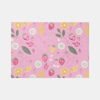"Pink Strawberry Citrus Rectangle Rug" Outdoor Rug