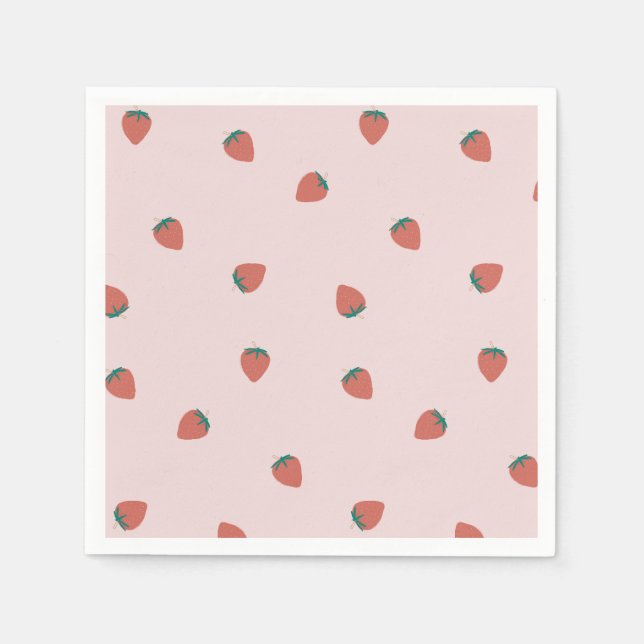 pink strawberry cocktail napkins (Front)