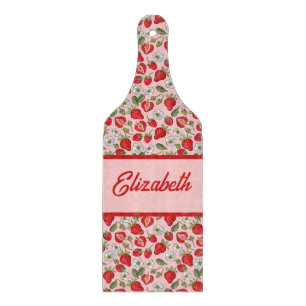 Pink Strawberry Cottagecore Cutting Board