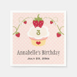 Pink Strawberry Cupcake Birthday Party Any Age Napkins at Zazzle