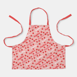 Pink Strawberry Custom Name Girls Apron
