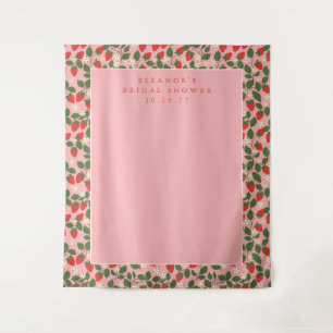 Pink Strawberry Custom Shower Photo Backdrop