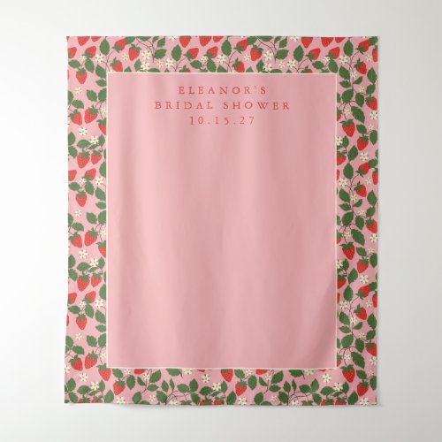 Pink Strawberry Custom Shower Photo Backdrop