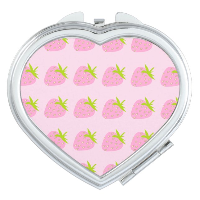 Pink Strawberry Cute Pattern Compact Mirror (Front)